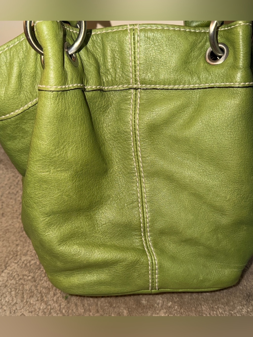 Tignanello Green Leather Shoulder Tote (EUC) - Picture 7 of 16